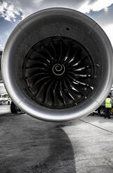 Turbine jet engine on an airliner view from the front - CAVF75823