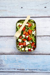 Metall-Lunchbox mit frischem gemischten vegetarischen Salat - LVF08629