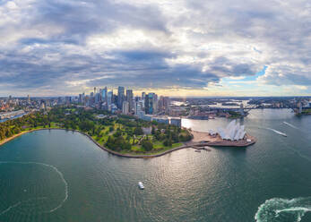 Panoramic aerial view of waterfront gardens, Sydney, Australia - AAEF06368