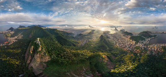 Panoramic aerial view of Christ the Redeemer Statue, Rio de Janeiro, Brazil - AAEF06375