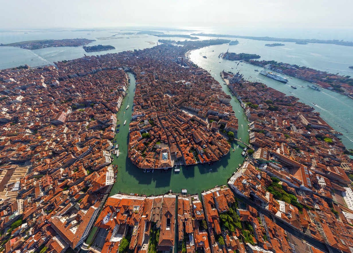 Aerial view of the city of Venice, Italy stock photo