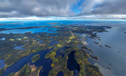 Aerial view of Solovetsky Islands in cloudy day, Russia - AAEF06573