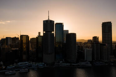 Aerial view of the city with a river, Kangaroo Point, Queensland, Australia - AAEF06715