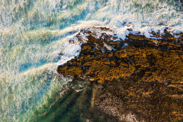 Aerial view of the shore of the coast, Lorne, Victoria, Australia - AAEF06737