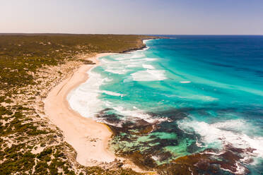 Aerial view of the shore of the bay, Karatta, South Australia, Australia - AAEF06748