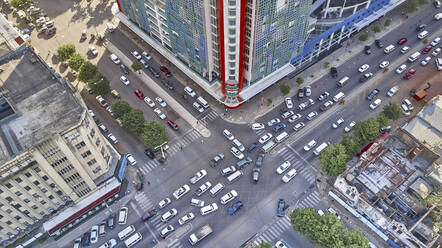 Mozambique, Maputo, Aerial view of traffic jam on city intersection - VEGF01638