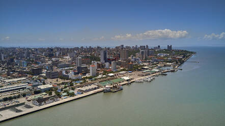 Mosambik, Katembe, Luftaufnahme der Maputo-Bucht und der Küstenstadt - VEGF01648