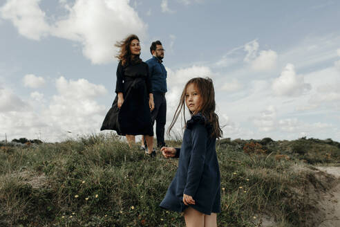 Couple and little daughter in the dunes, The Hague, Netherlands - OGF00175