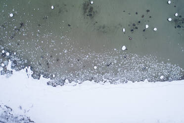 Aerial view of frozen water in Lohusalu Bay, Suurupi, Harju County, Estonia - AAEF07052