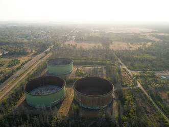 Aerial view of an abandoned refinery, Crib Point, Victoria, Australia - AAEF07106