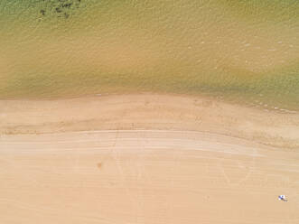 Aerial view of the shore of Elwood Beach, Victoria, Australia - AAEF07130