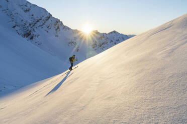 Man during ski tour, Lenzerheide, Grisons, Switzerland - HBIF00079