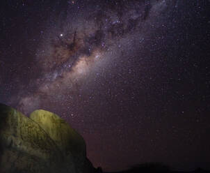Milky Way at Little Spitzkoppe bald granite peak in Namibia - CAVF76383