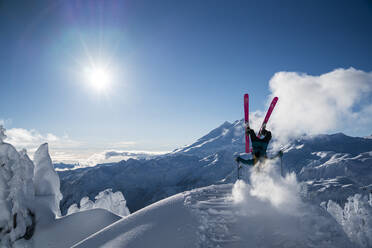 Man skiing in backcountry at Mt. Baker, Washington - CAVF76713