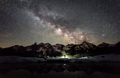 Scenic View Of Bavarian Alps Against Star Field At Night - EYF00249