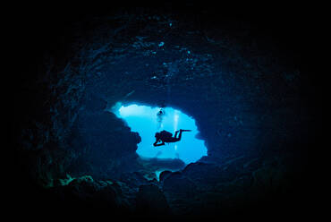 Scuba Diver In Underwater Cave - EYF00434