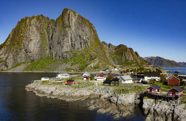 Fishing village on strandflat of Hamnoy, Reinefjorden Islands, Lofoten, Scandinavia, Norway, Europe - RHPLF13914