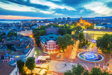 Aerial view by drone of State Opera House, Varna, Bulgaria, Europe - RHPLF13936