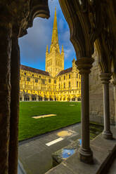 Norwich Cathedral vom Kreuzgang aus, Norwich, Norfolk, East Anglia, England, Vereinigtes Königreich, Europa - RHPLF13986