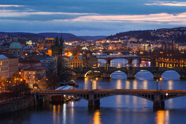 Evening view of the historical city centre of Prague and river Vltava. - CAVF77043