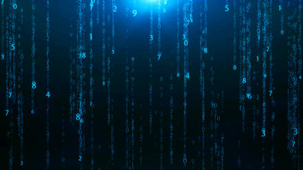 Digital Composite Image der fallenden Zahlen gegen blauen Hintergrund - EYF00976