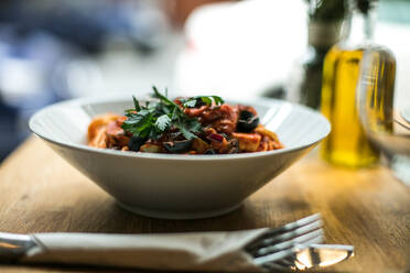 Close-Up Of Pasta In Bowl On Table - EYF01060