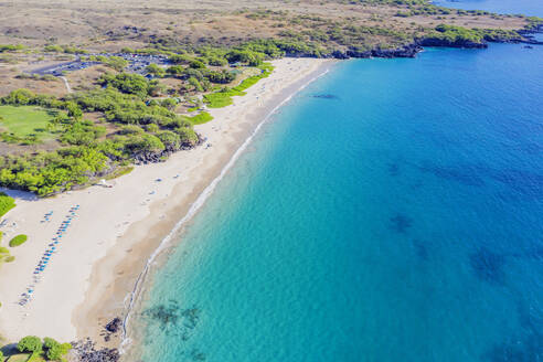 Luftaufnahme von Hapuna Beach, Westküstenort, Big Island, Hawaii, Vereinigte Staaten von Amerika, Nordamerika - RHPLF14381
