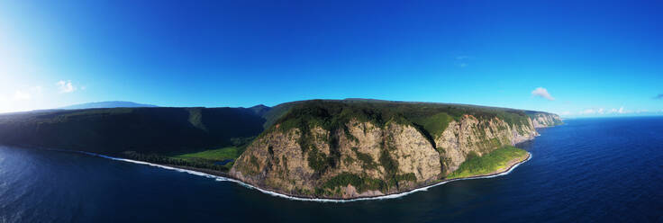 Aerial view of north shore, Waipio valley, Big Island, Hawaii, United States of America, North America - RHPLF14396