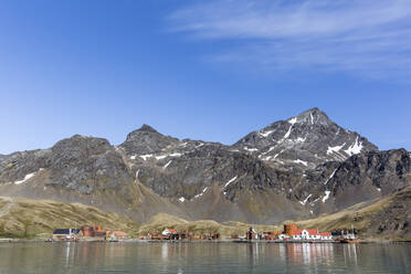 Die verlassene norwegische Walfangstation Grytviken, jetzt gereinigt und für den Tourismus geöffnet, Insel Südgeorgien, Polarregionen - RHPLF14422