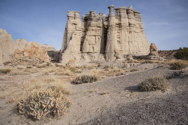 Sandsteinskulpturen (Hoodoos) auf der Plaza Blanca (dem weißen Platz) in den Rio Chama Hills, New Mexico, Vereinigte Staaten von Amerika, Nordamerika - RHPLF14517