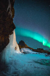 Scenic View Of Snowcapped Mountains Against Sky At Night - EYF01388