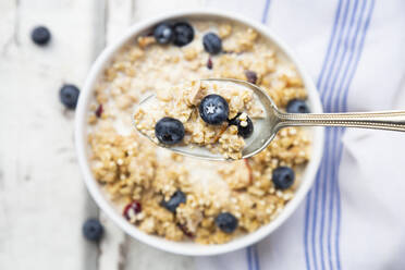 Spoon of muesli with blueberries - LVF08683