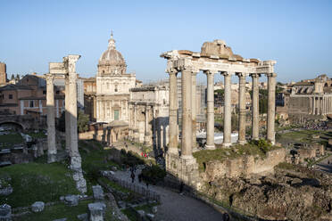 Italy, Rome, Roman Forum and Temple of Vespasian and Titus - HLF01235