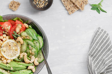 High Angle View Of Salad In Bowl On Table - EYF01608