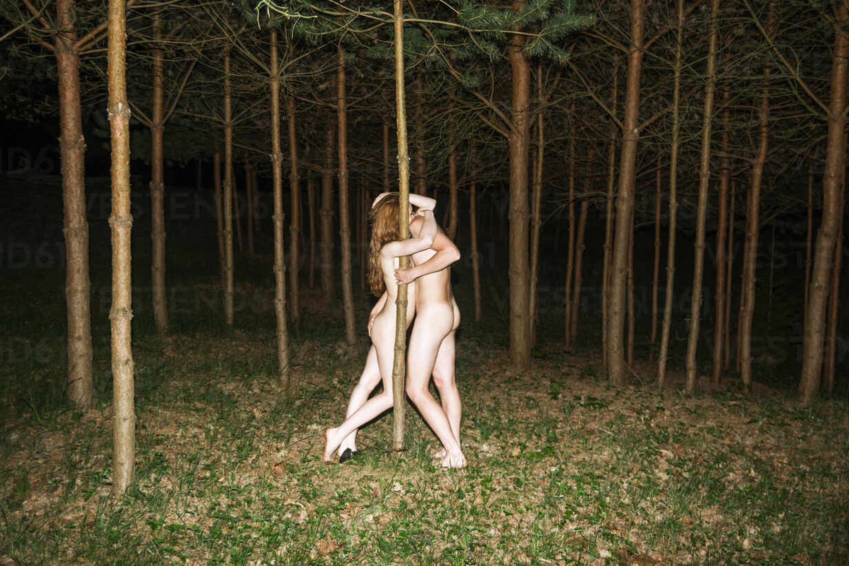 Naked in forest