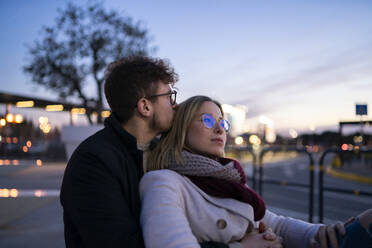 Young couple in love at evening twilight - FBAF01386