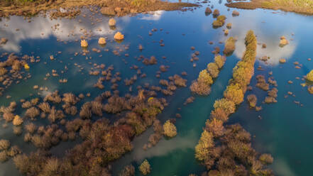 Aerial view of flooded Matica river and surrounding valley near the city of Ploce in Dalmatia, Croatia. - AAEF07623