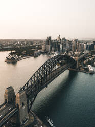 Aerial View of the Harbour Bridge in Sydney during a sunrise - AAEF07719