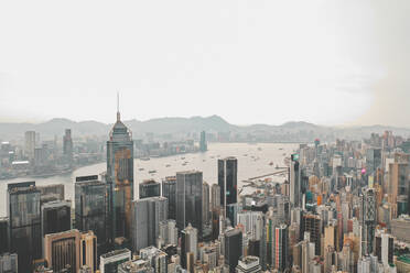 Aerial view of Hong Hong Kong's skyline with many colourful apartments, Hong Kong island. - AAEF07736