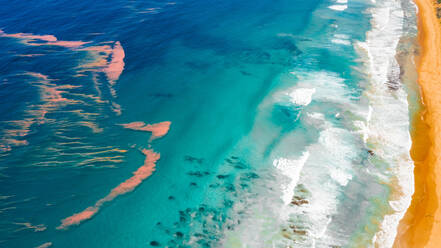 Aerial view of ocean waves in Bass Strait, Airneys Inlet, Victoria, Australia. - AAEF07771