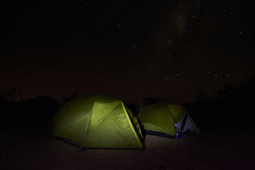 Ethiopia, Turmi, Stars over pitched tents at night - VEGF01829