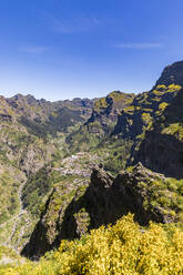 Portugal, Madeira, Curral das Freiras, Bergdorf vom Aussichtspunkt Eira do Serrado aus gesehen - WDF05895