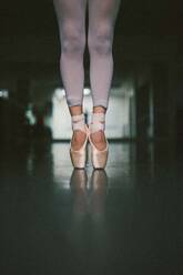 Low Abschnitt der Ballett-Tänzerin stehend auf dem Boden - EYF02489