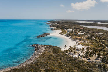 Caribbean, Bahamas, Exuma, Drone view of Pretty Molly Beach - DAWF01306