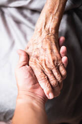 High Angle View of People Holding Hands - EYF03702