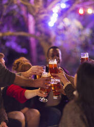 Friends toasting beer glasses at party - CAIF26016