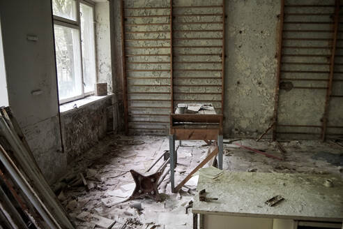 Maternity ward in No. 126 hospital in Pripyat ghost town, Chernobyl, Ukraine - CAVF78483