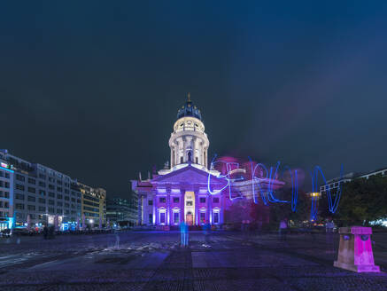 Neue Kirche Deutscher Dom gendarmenmarkt illuminated at night - CAVF78775