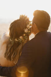 Happy bridal couple at the beach - LHPF01262