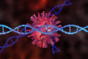 3D Rendered Illustration of a Corona virus with its DNA - SPCF00633